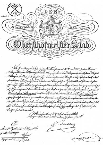 Ausstellung des Titels „kgl. Bayer. Hoflieferanten und die Konzession für eine eigene „Wagenfabrik“