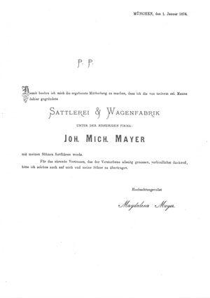 Übernahme des Betriebes durch Magdalena Mayer